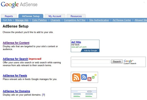 Google Adsense Dashboard: Get Ads