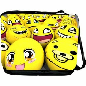 Smiley Face Balls Messenger Bag - School Bag - Laptop Bag - Reporter Bag 