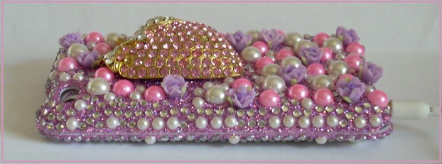3D iPod Touch Case with Rhinestones, Pearls and Roses - See Product Below