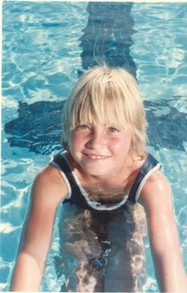 Sarah at the pool in 1983, in her competitive swimming practice
