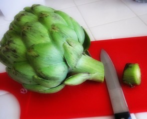 Cut the stem of the Artichoke before cooking