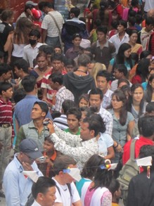Carried by the Crowd in Kathmandu