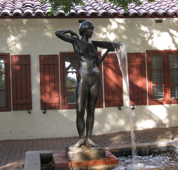 Statue of Woman with Water Bowl