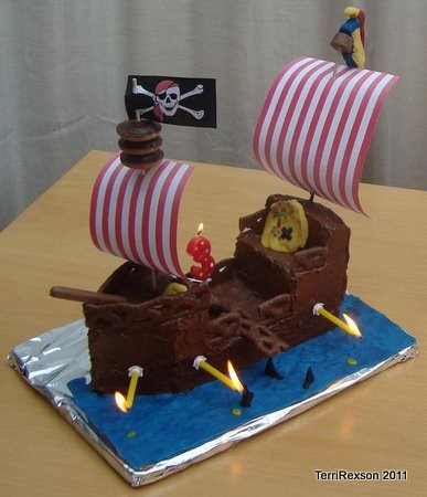 Pirate Ship Cake with Candles