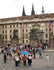 Ever Crowded Entrance Gates to Prague Castle