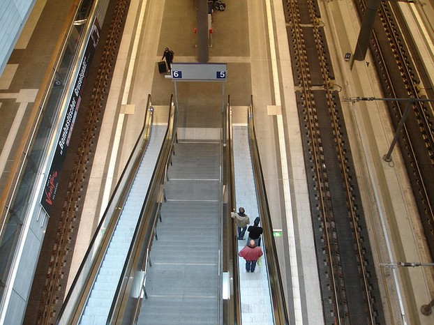 The escalator is conveniently located just steps away.