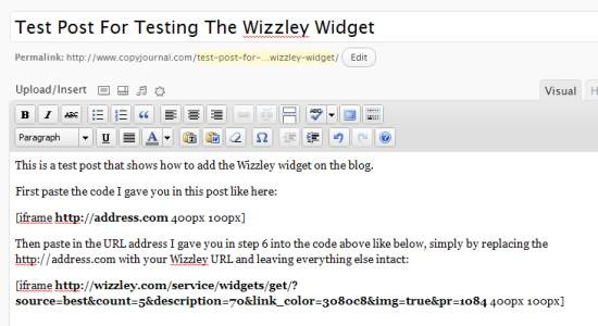 adding new blog post with wizzley widget