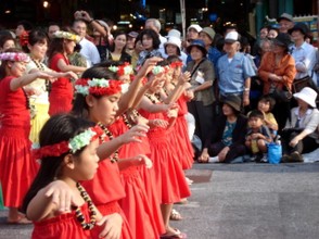 Beautiful young girls taking part in the Naha Festival Parade