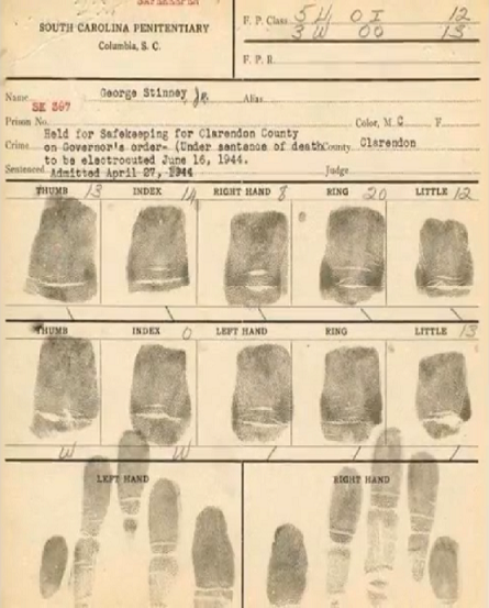 Photo: George Stinney Jr's fingerprints