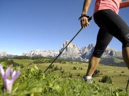 Nordic walking in the Alps.