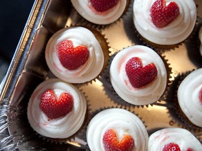 heart shaped Strawberry cupcakes