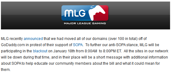 Major League Gaming Notice in the Hours Before the Protest