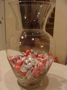 Adding the candy to the Vase.