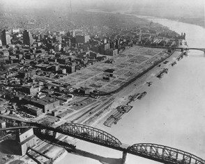 St. Louis riverfront after demolition of warehouses. c. 1942