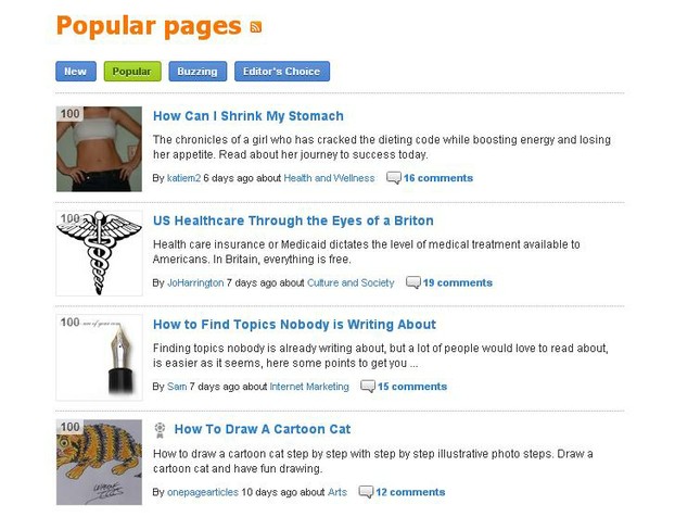 Article Score - Popular Pages