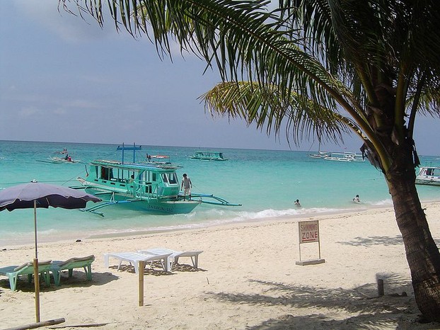 Boats off a beach on Boracay Island