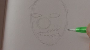 Draw The Round Nose And The Deformed Mouth