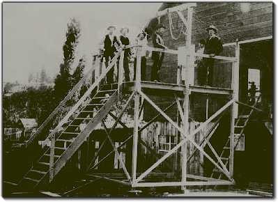 Gallows built especially for Josiah and Elizabeth Potts, Elko, Nevada, 1890.