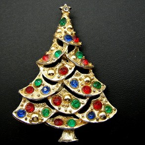 Vintage Unsigned Christmas Tree Pin