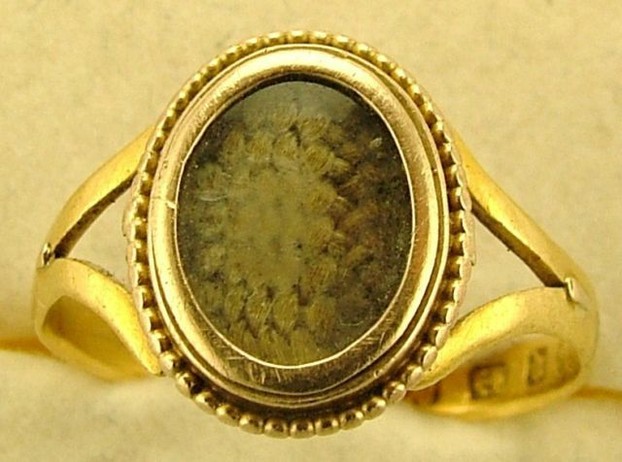 Victorian Mourning Ring with Finely Woven Hair