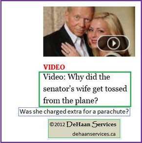Wife of Senator Thrown from Plane