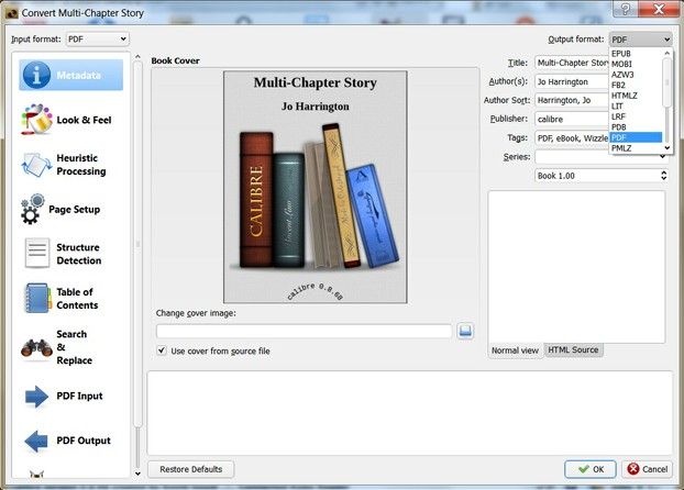 Image: Converting a PDF eBook in Calibre