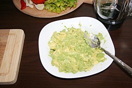 4. Mash avocado; mix with lime juice