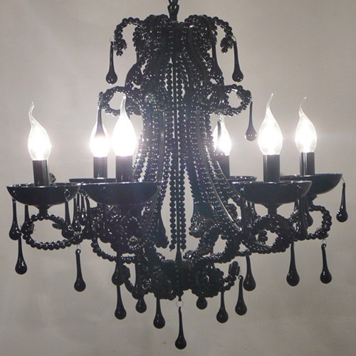 Black Chandliers Create a Mysterious Mood