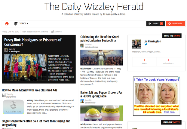 Image: Launch Edition of the Daily Wizzley Herald
