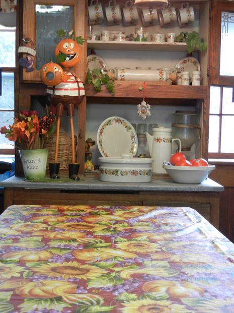 My Kitchen Table with Autumn Vinyl Tablecloth