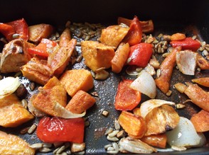 Sprinkle the paprika over the vegetables and return to the oven for 5 minutes.