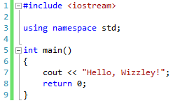 A program that displays "Hello, Wizzley!"
