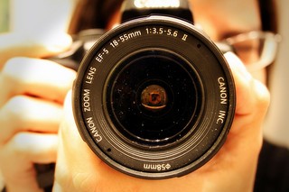 The lens of a DSLR camera