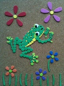 Combination Pointillism Mosaic Picture of a Frog by Cheryl Paton