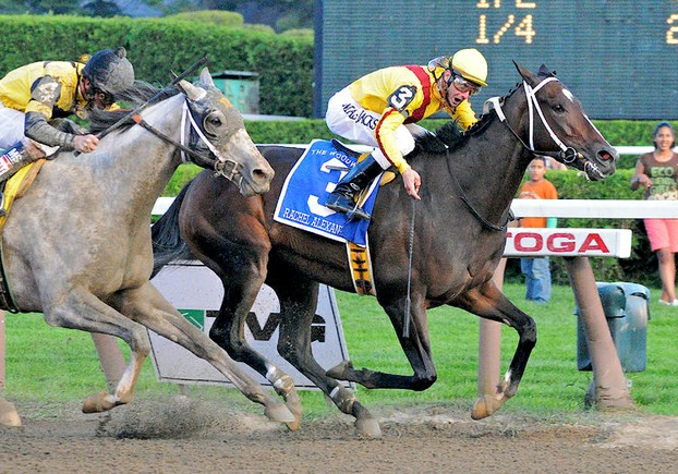 Rachel Alexandra, inbred 2x to Northern Dancer, defeating Macho Uno, descended from Blushing Groom & Mahmoud