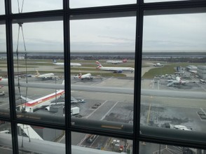 Views from the Terrace lounge onto the tarmac at LHR