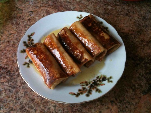 Apple Blintzes Drizzled with Clover Honey