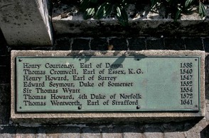 Sign from the Tower Hill Site with Thomas Cromwell's Name