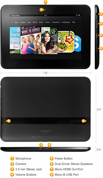kindle fire hd dimensions and features