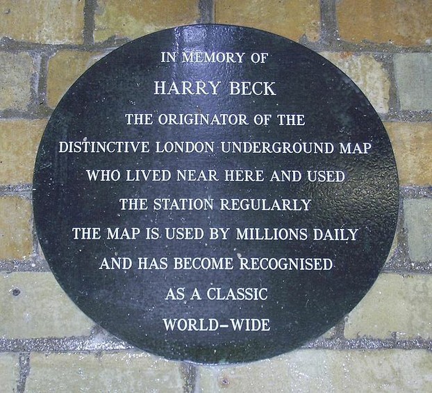 Commemorative Plaque To Harry Beck at Finchley tube Station