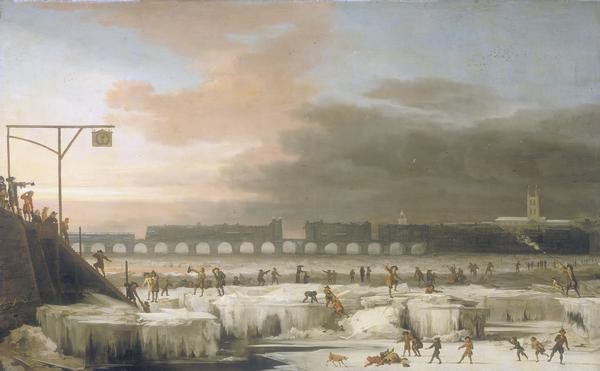 Frozen Thames with Old London Bridge in background - 1677