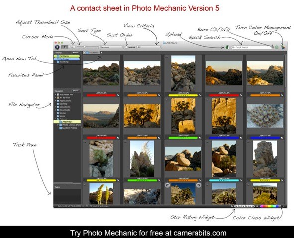 Photo Mechanic 5 Contact Sheet Screenshot
