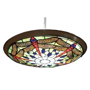 Green Dragonfly Tiffany Style Uplighter Pendant Ceiling Shade