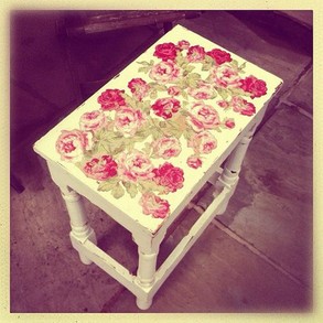 Painted vintage side table for the bedroom