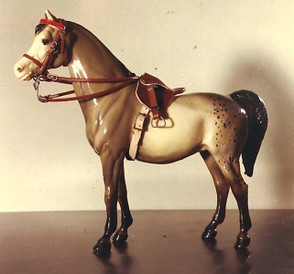 Winning photo show entry from about 1969. No background, homemade saddle and bridle.