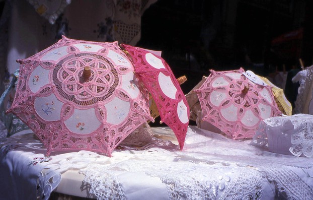 Lace Umbrellas for Sale in Cypriot Village