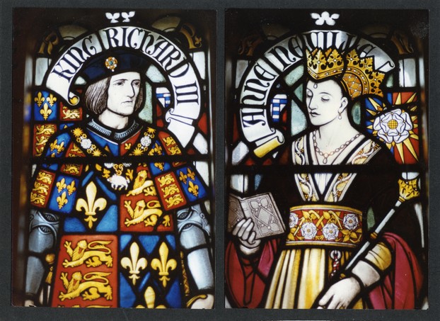 Image: Richard III and Queen Anne Neville, stained glass at Cardiff Castle