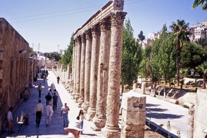 Roman Pillars in Collonaded Street, downtown Amman