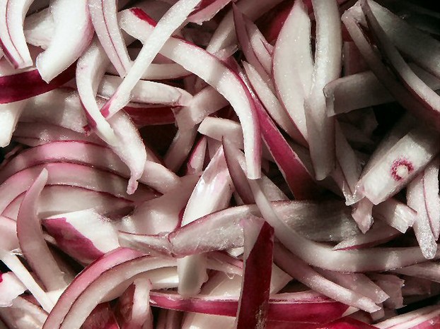 sliced red onions: colorful contributor to recipes