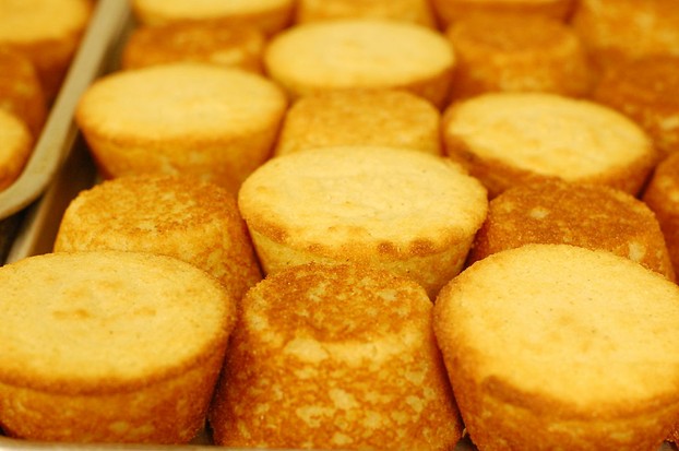 golden glow of "plain" corn muffins